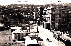 ALGER-MUSTAPHA - RUE DE LYON ET ENTREE DU CHAMP DE MANOEUVRES - 1920